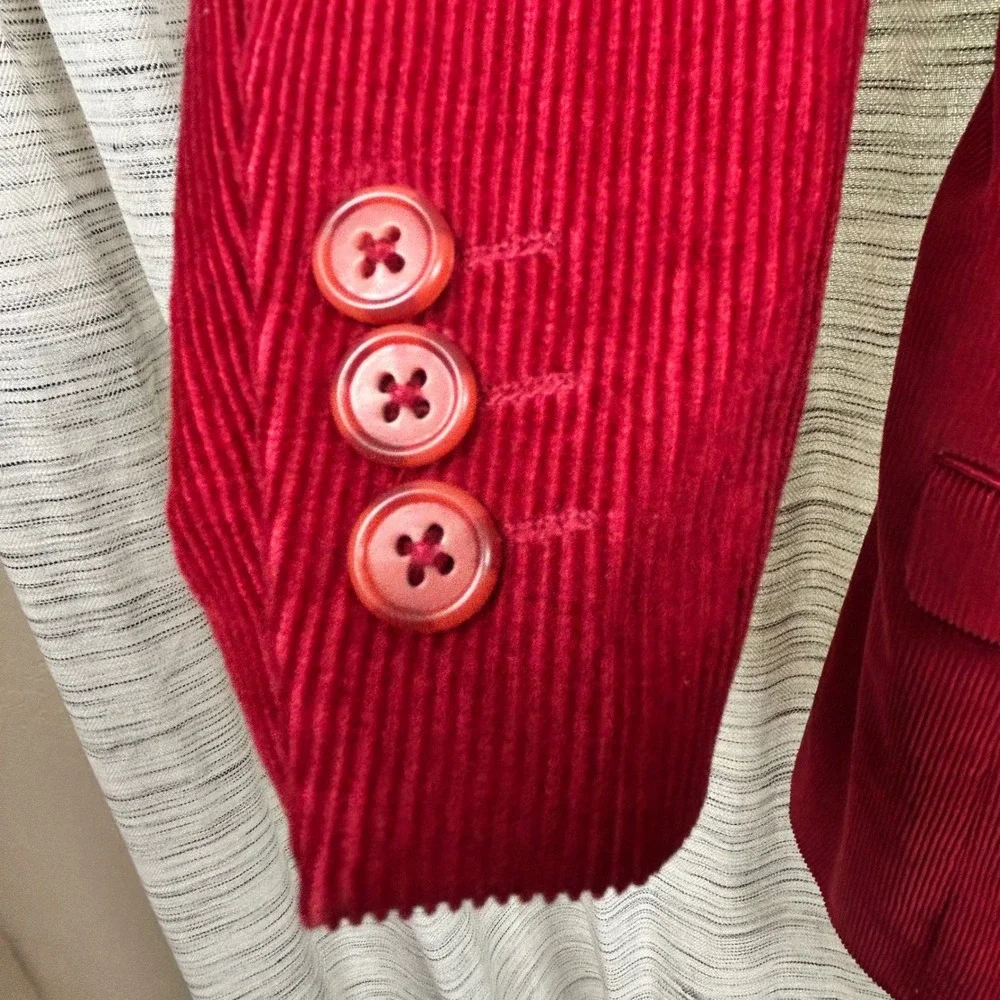 John Blair Blazer Red Mens 44 Bergundy Corduroy Sport Coat Cotton EUC